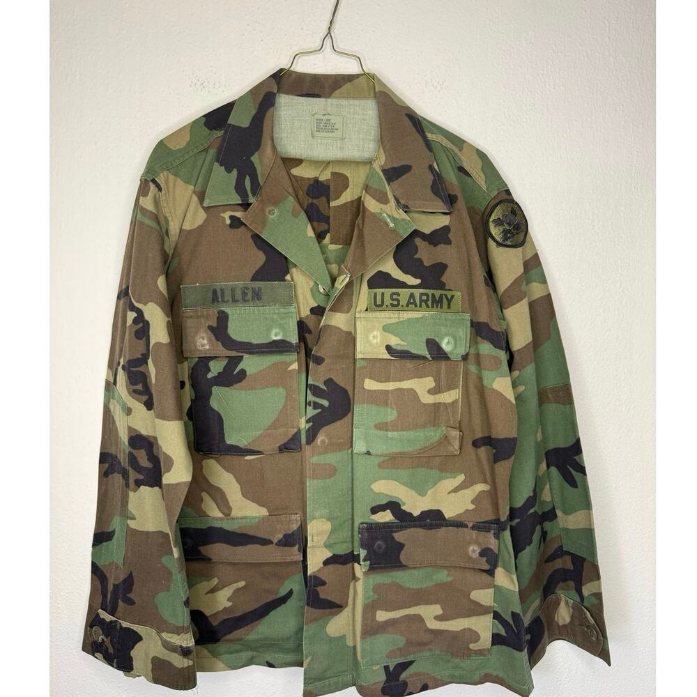 Vintage US Army Woodland BDU Uniform Medium Short Coat Pants ALLEN Combat Camo